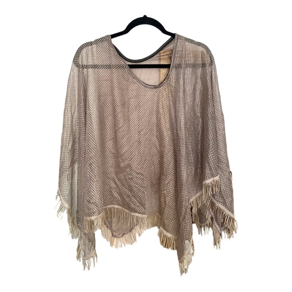 Gray silver poncho shawl see through one size - Picture 1 of 4